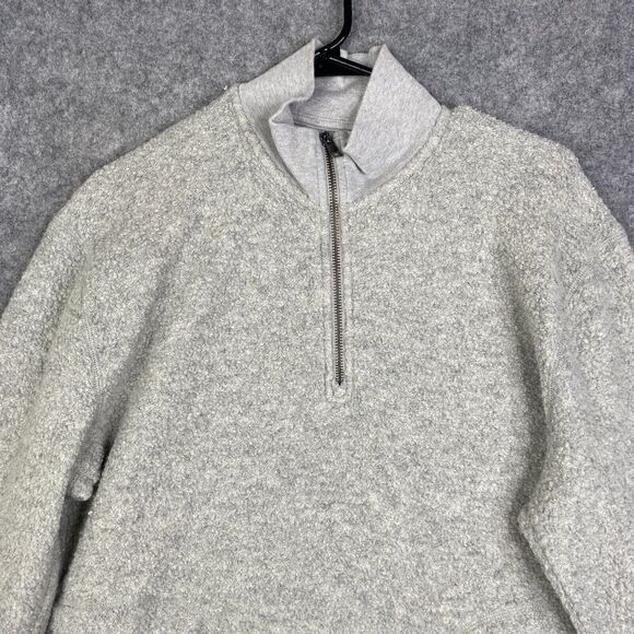 Vince Boucle Mens 1/4 Zip Sweater Large Gray Wool Blend Style m67879050a - Picture 2 of 8